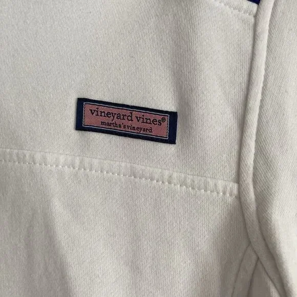 Vineyard Vines Womens Pullover 1/4 Zip Fleece Jacket Back Detail Sz Small White - Picture 5 of 12